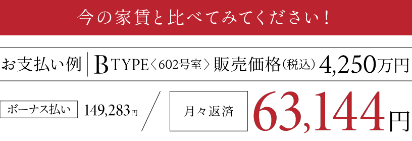 販売価格4,250万円／月々返済例78,907円